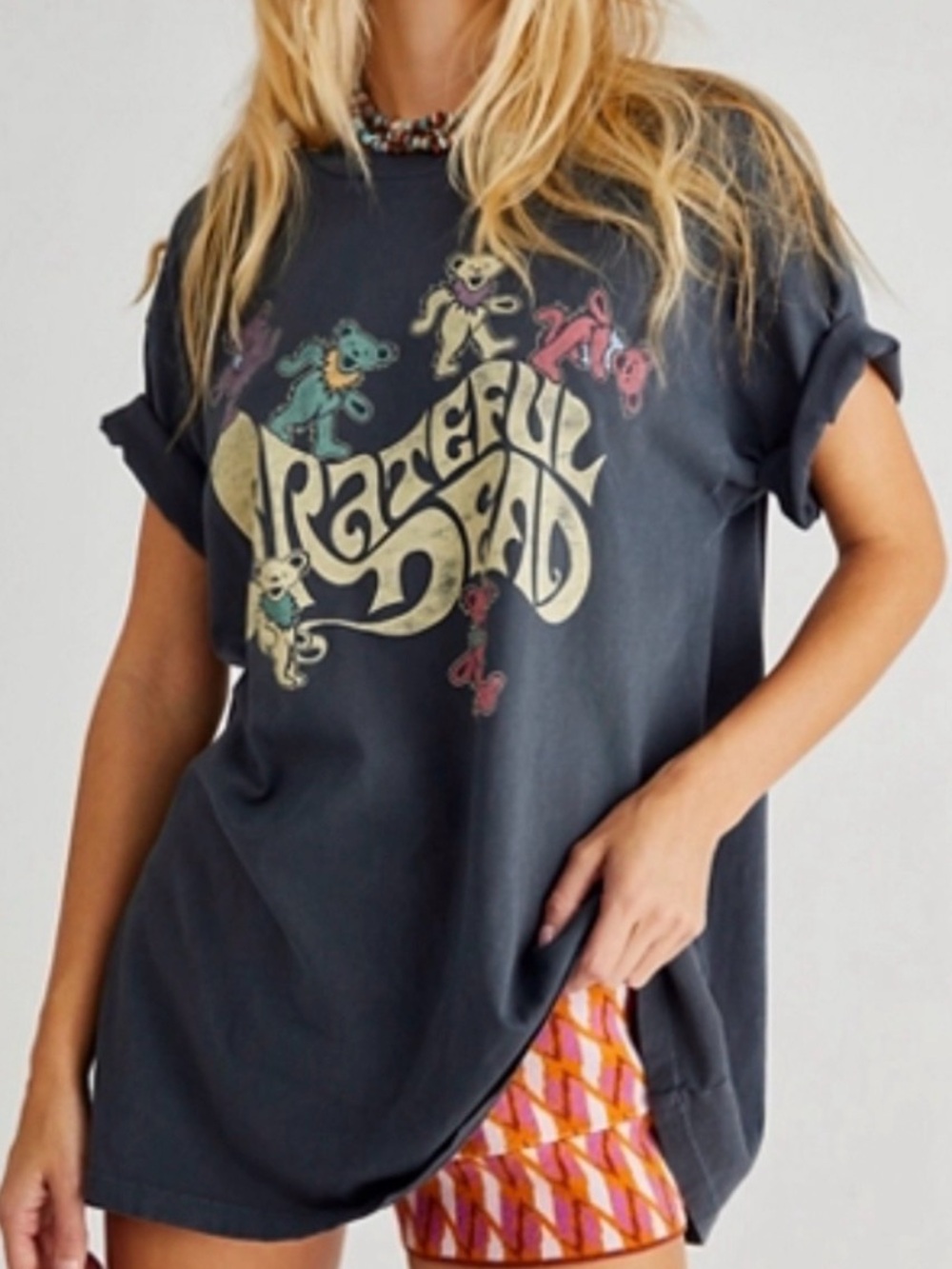 Daydreamer LA for Free People Gray Greatful Dead Graphic T-Shirt Dress